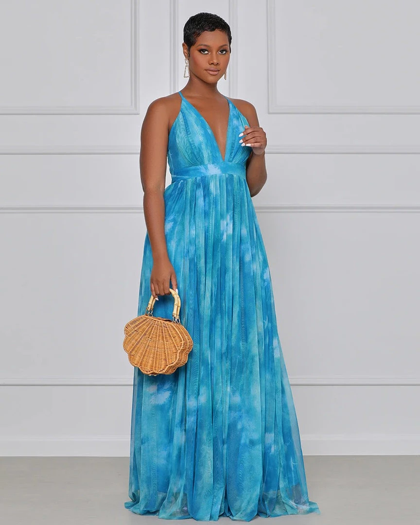 新鸿鑫 New In Ocean Blue Halter Maxi Dress 4 新鸿鑫 New In Ocean Blue Halter Maxi Dress