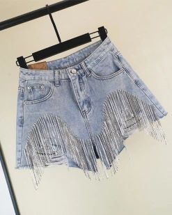 厂货通 Bottoms Fringed Chain Jeans