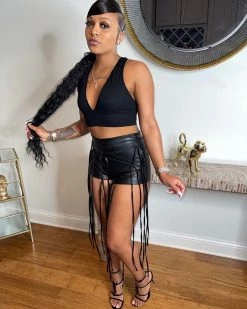 Divanewlook Fringe Leather Pants New In