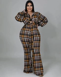 Divanewlook KIRA PLAID JUMPSUIT Plus Size