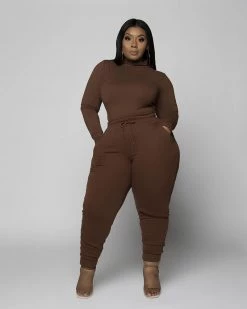 Divanewlook Basic Mock Neck Jogger Set