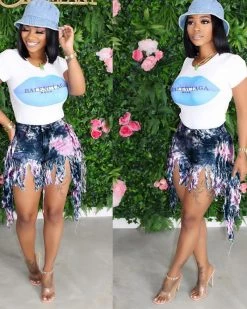 姗妮 Sweet Camo Tassel Shorts Bottoms