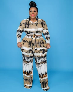 广吉 Mocha Brush Stroke Pant Set(Long) New In