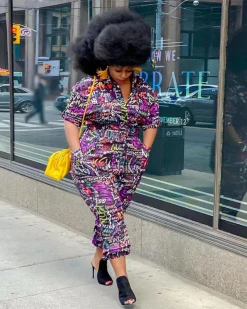 妮妮维雅 Groovy Print Cargo Jumpsuit Set New In