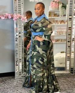 Divanewlook New In Camo Maxi Dress