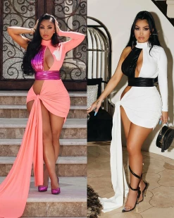 温蒂诗 New In VOGUE (Pink|White) Dress