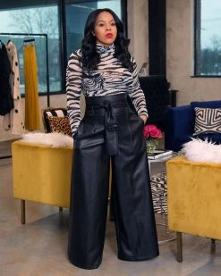 欧迪欧 Bottoms High Waist Vegan Leather Pants 5 欧迪欧 Bottoms High Waist Vegan Leather Pants