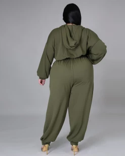 秋海棠 Hoodie Sporty Jumpsuit