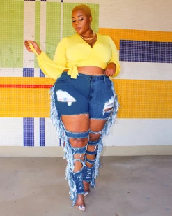 宇衣阁 Distressed Fringe Jeans