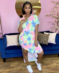 Divanewlook Tie Dye T-Shirt Dress