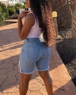 Divanewlook New In Fashion Sexy Broken Hole Denim Pants