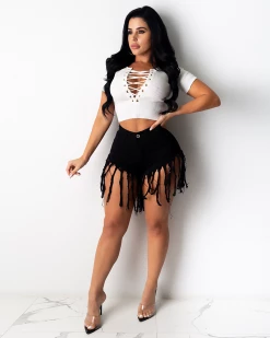 姗妮 Bottoms AMY TASSEL SHORTS