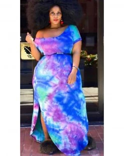 欧时尚 Crayon Drawing Plus Size Dress