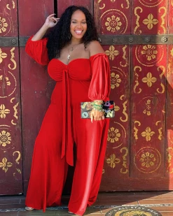 妮妮维雅 Tied Off Shoulder Jumpsuit New In