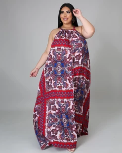 绣川 Print Halter Maxi Dress