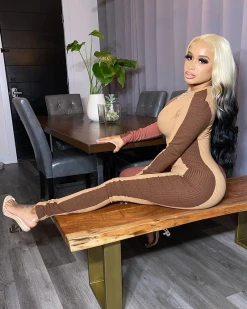 欧尚美 New In Rib ColorBlock Jumpsuit