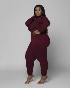 Divanewlook Basic Mock Neck Jogger Set