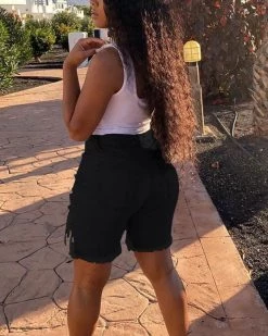 Divanewlook New In Fashion Sexy Broken Hole Denim Pants