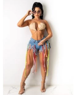 Divanewlook New In String Him Along Denim Shorts