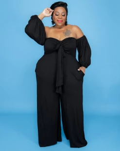 妮妮维雅 Tied Off Shoulder Jumpsuit New In