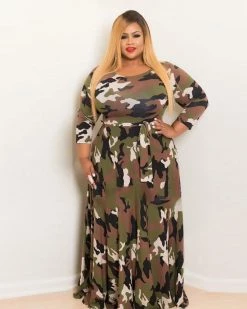 米纯 Plus Size Venus Camouflage Dress