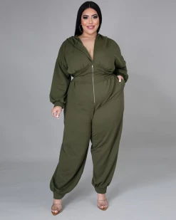 秋海棠 Hoodie Sporty Jumpsuit