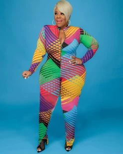 胖妹儿&芸歌 Zipped In Color Catsuit Plus Size 12 胖妹儿&芸歌 Zipped In Color Catsuit Plus Size