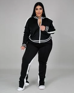胖妹儿 Plus Size Cold Shoulder Plus Tracksuit