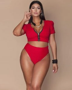 Girlsintrendy High-waisted Mesh Double Layer Fabric Bikini