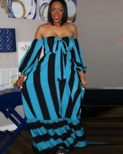 靓丽人潮&辉煌衣都 STRIPE MAXI DRESS