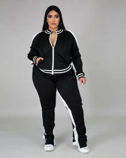 胖妹儿 Plus Size Cold Shoulder Plus Tracksuit