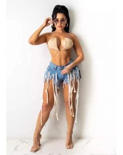 Divanewlook New In String Him Along Denim Shorts