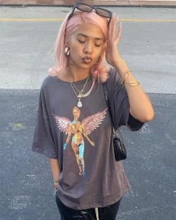 Divanewlook Graphic Drop Shoulder Oversized Tee New In