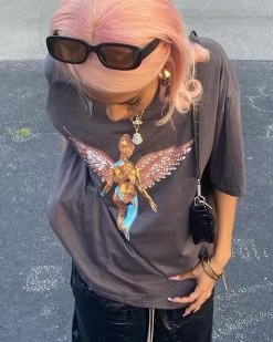 Divanewlook Graphic Drop Shoulder Oversized Tee New In