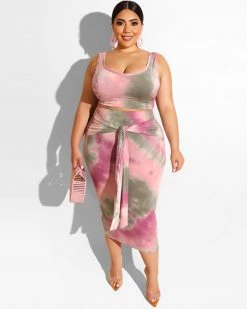 欧时尚 CURVY TIED IN KNOT SKIRT SET - 6 Colors