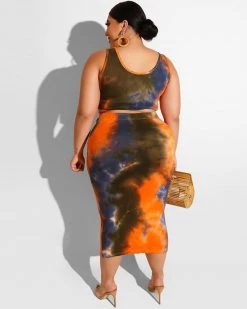 欧时尚 CURVY TIED IN KNOT SKIRT SET - 6 Colors