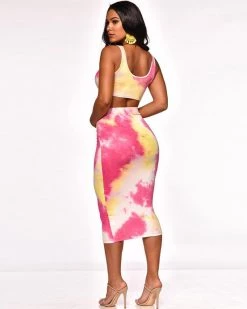 欧时尚 CURVY TIED IN KNOT SKIRT SET - 6 Colors