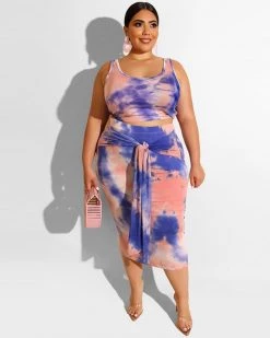 欧时尚 CURVY TIED IN KNOT SKIRT SET - 6 Colors