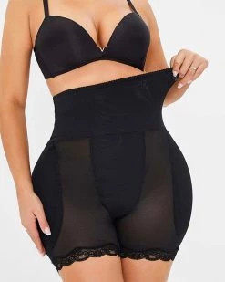 Divanewlook Mesh Lace Trim Shapewear Shorts