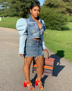 立安&彩君 Outerwear Bomb Denim Jacket