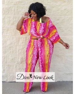 Divanewlook PINK GLO PLEATED PANT SET New In