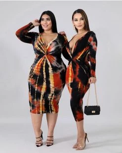 绣川 Twist Rustic Plus Size Midi Dress