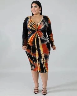 绣川 Twist Rustic Plus Size Midi Dress