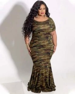 Divanewlook Camo Bodycon Maxi Dress New In