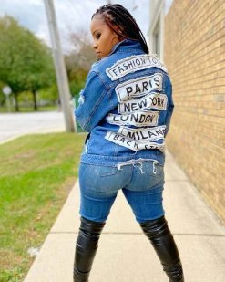 Divanewlook Plus Size FASHION TOUR DENIM JACKET