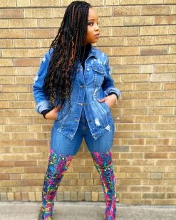 Divanewlook Plus Size FASHION TOUR DENIM JACKET