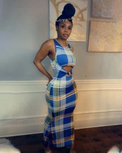 Divanewlook Plaid Knot Maxi Dress New In