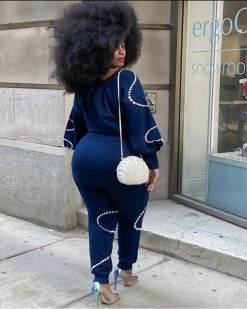 Divanewlook Pearl Beaded Sweater Crop Top Set New In